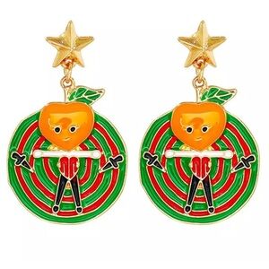 Funky Fruit Peach, Knife, Magician, Target, Festival Circus Earrings